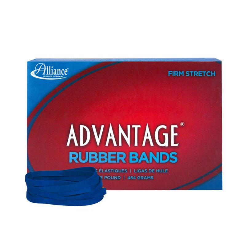 Alliance Rubber 54645 Advantage Rubber Bands Size #64, 1 lb Box Contains Approx. 300 Bands (3 1/2" x 1/4 ", Blue) - Image 1